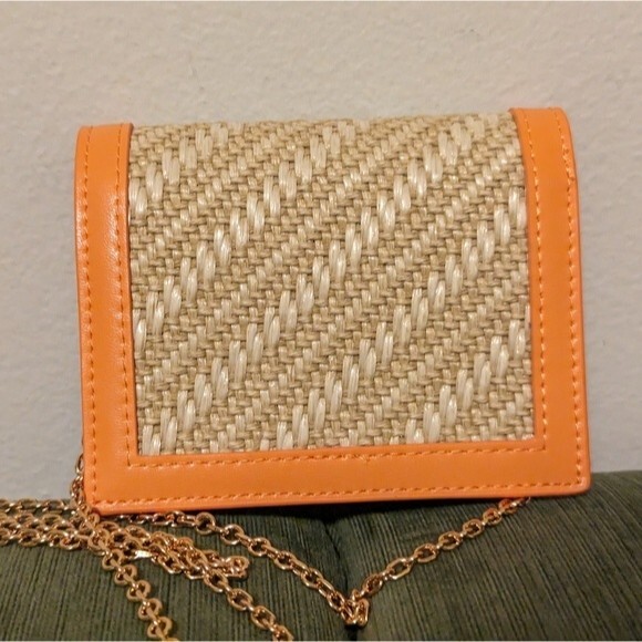 Charles & Keith Orange and Beige Woven Wallet - Picture 2 of 10